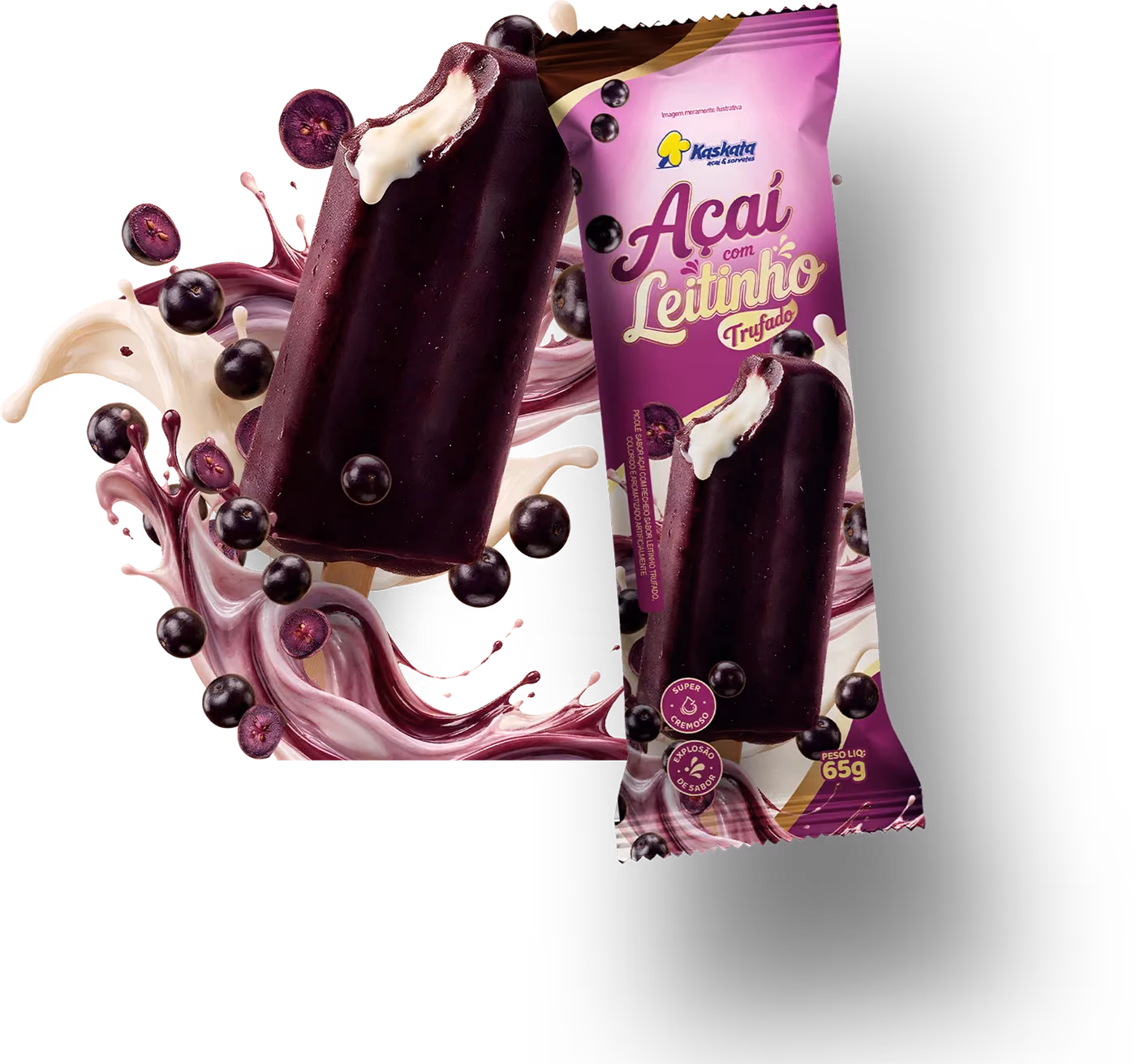 Embalagens da linha Açaí com Leitinho Trufado