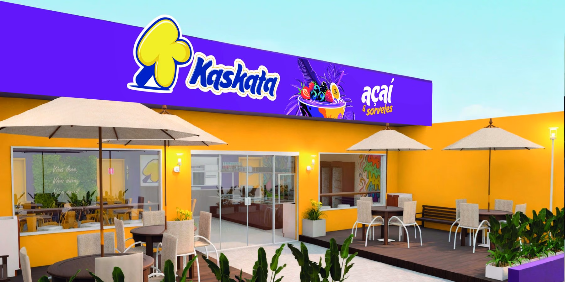 Projeto da fachada de uma loja Kaskata açaí e sorvetes