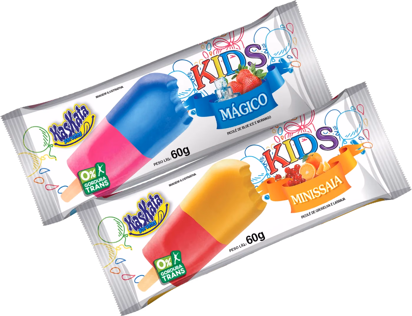 Embalagens da linha Kids